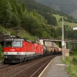 Zastávkou Oberfalkenstein stoupá v podvečer 9.6.2009 nákladní vlak s přípřežní 1044 125.